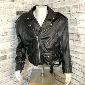 Vintage 90s Cosa Nova Black Leather Motorcycle Biker Moto Jacket